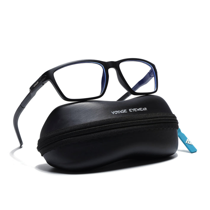 Voyage Active Black Rectangle Eyeglasses for Men & Women - MG5723-C1