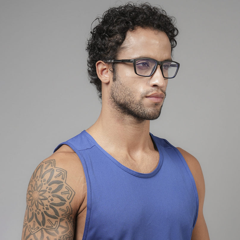 Voyage Active Black Rectangle Eyeglasses for Men & Women - MG5724-C2