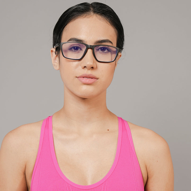 Voyage Active Black Rectangle Eyeglasses for Men & Women - MG5724-C2