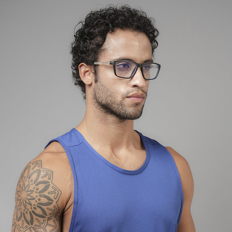 Voyage Active Black Rectangle Eyeglasses for Men & Women - MG5725-C3