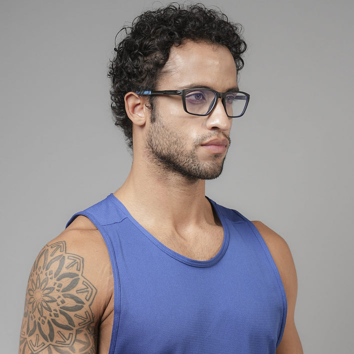 Voyage Active Black Rectangle Eyeglasses for Men & Women - MG5728-C6