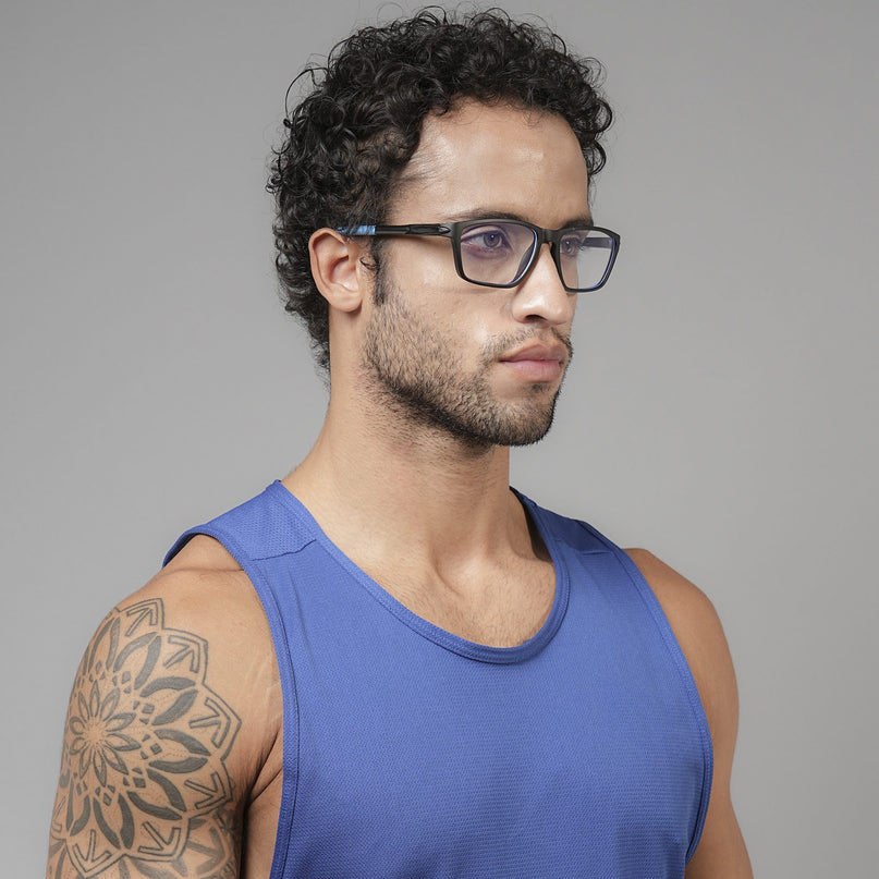 Voyage Active Black Rectangle Eyeglasses for Men & Women - MG5728-C6