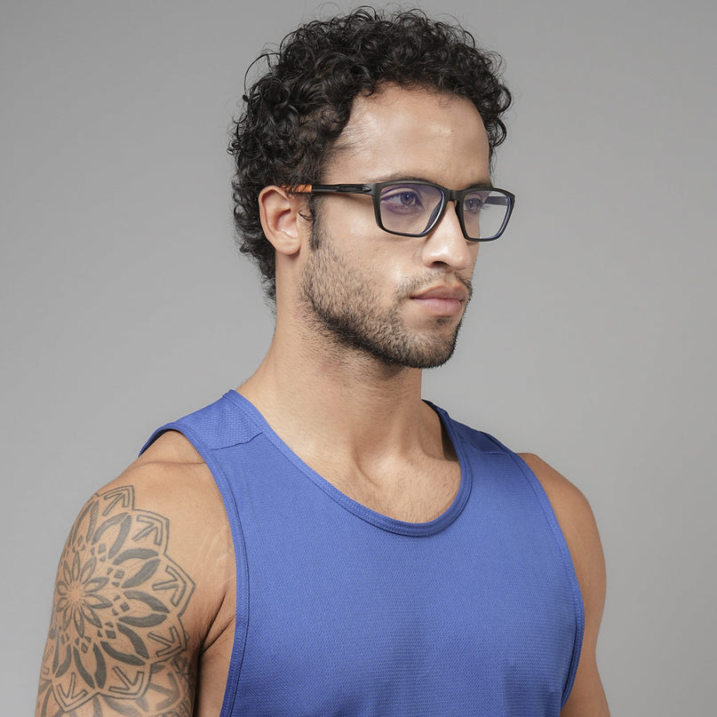 Voyage Active Black Rectangle Eyeglasses for Men & Women - MG5729-C7