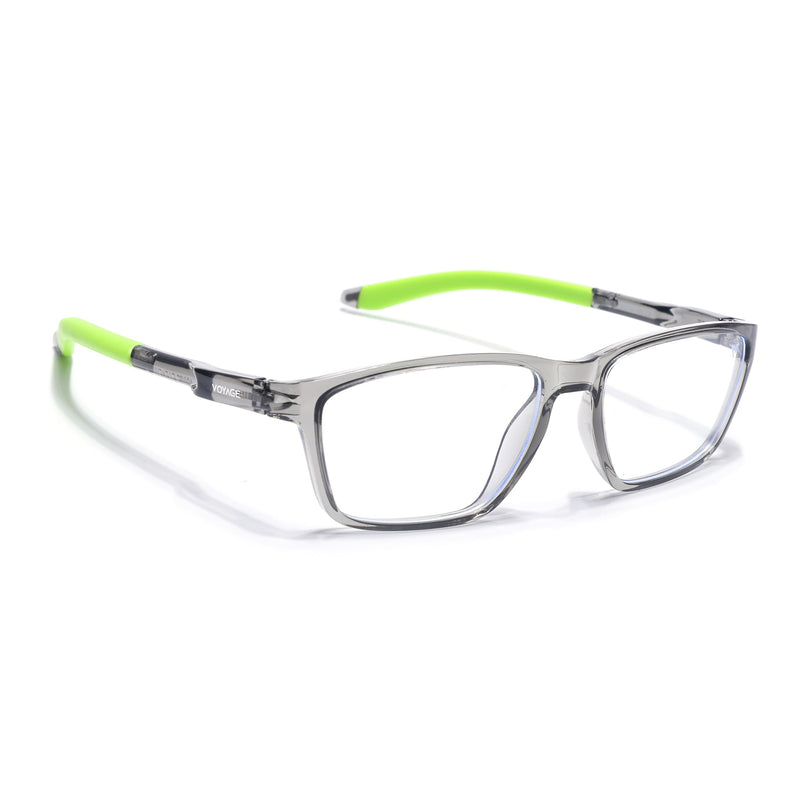Voyage Active Transparent Grey Rectangle Eyeglasses for Men & Women - MG5732-C10