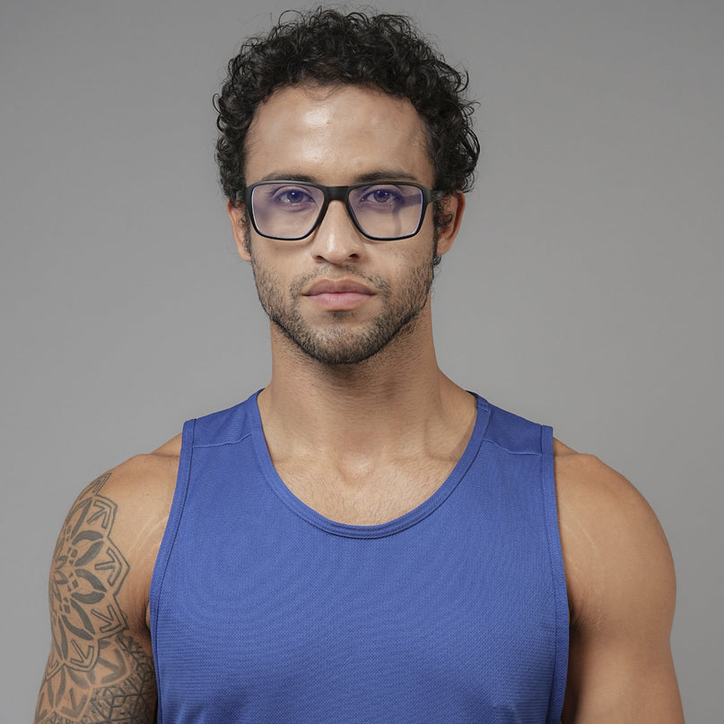 Voyage Active Black Square Eyeglasses for Men & Women - MG5733-C1