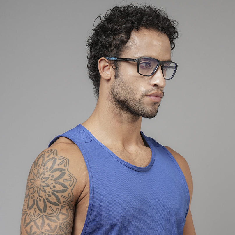Voyage Active Black Square Eyeglasses for Men & Women - MG5738-C6