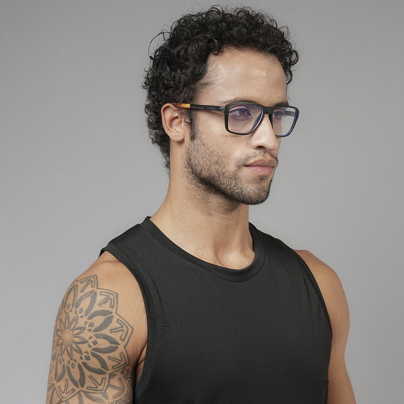 Voyage Active Black Square Eyeglasses for Men & Women - MG5739-C7