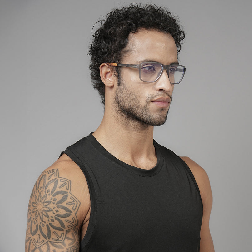 Voyage Active Grey Square Eyeglasses for Men & Women - MG5740-C8