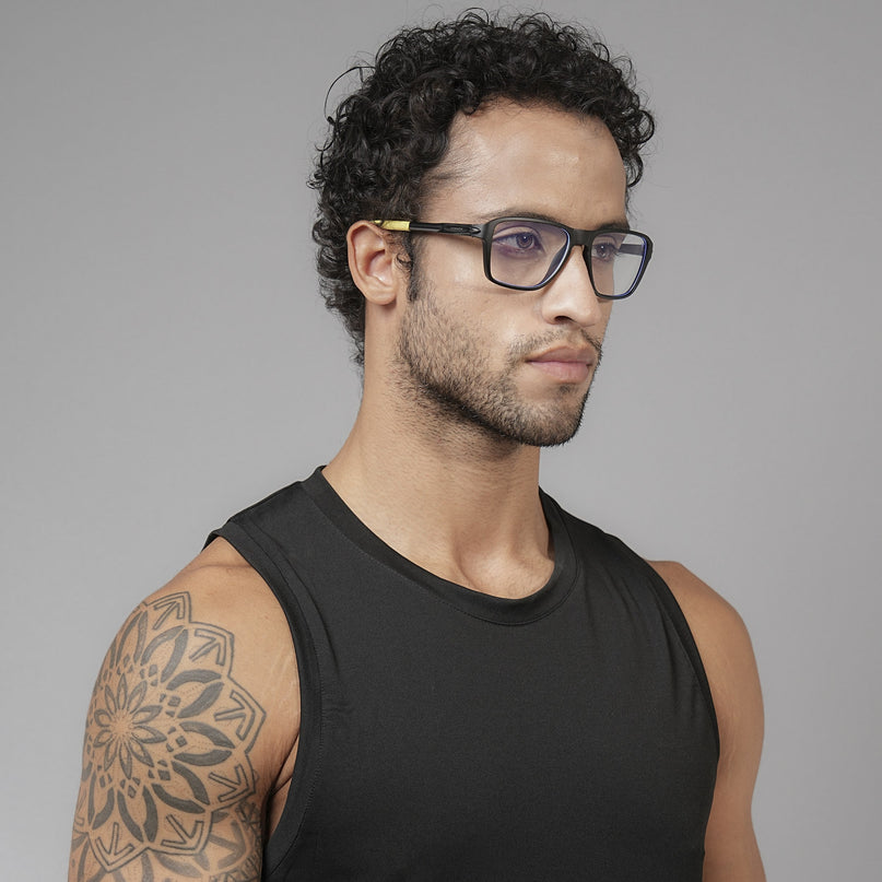 Voyage Active Black Square Eyeglasses for Men & Women - MG5741-C9