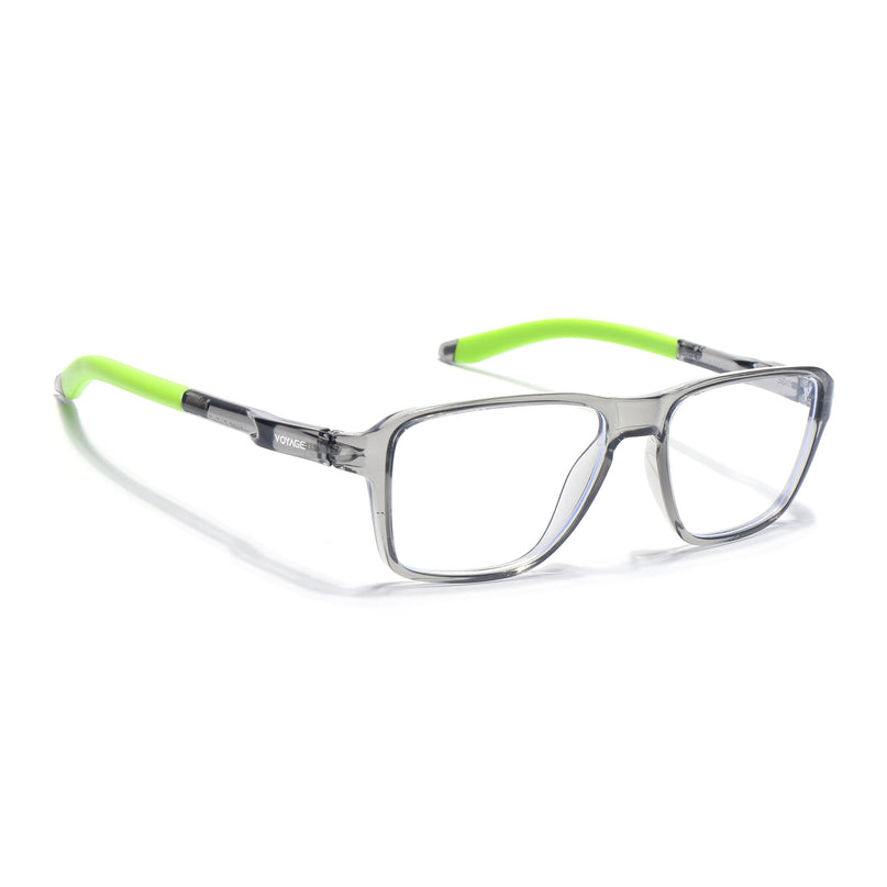 Voyage Active Transparent Grey Square Eyeglasses for Men & Women - MG5742-C10