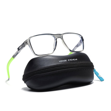 Voyage Active Transparent Grey Square Eyeglasses for Men & Women - MG5742-C10