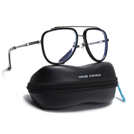 Voyage Black & Grey Wayfarer Eyeglasses for Men & Women - MG5274-C1