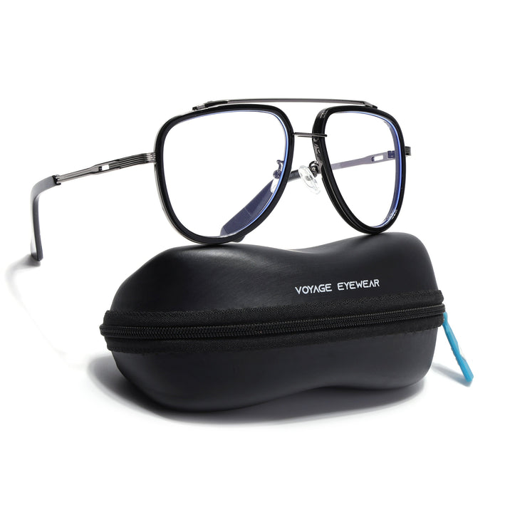 Voyage Black & Grey Wayfarer Eyeglasses for Men & Women - MG5274-C1