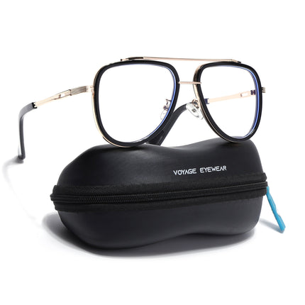 Voyage Black & Golden Wayfarer Eyeglasses for Men & Women - MG5275-C2