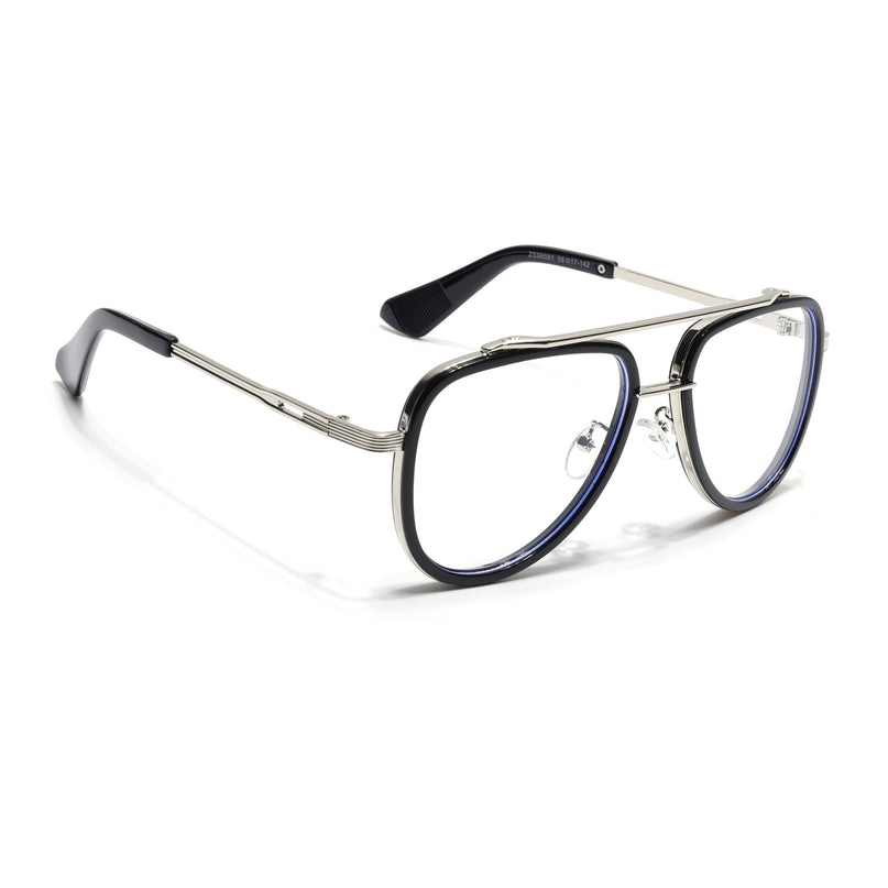 Voyage Black & Silver Wayfarer Eyeglasses for Men & Women - MG5276-C3
