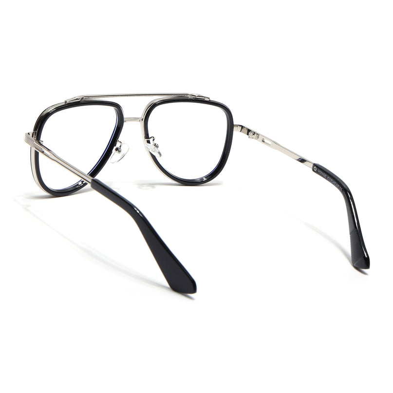 Voyage Black & Silver Wayfarer Eyeglasses for Men & Women - MG5276-C3