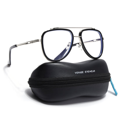Voyage Black & Silver Wayfarer Eyeglasses for Men & Women - MG5276-C3