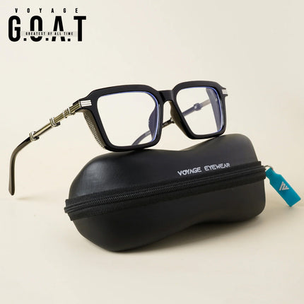Voyage Goat Black & Silver Square Eyeglasses for Men & Women - MG4824-C2