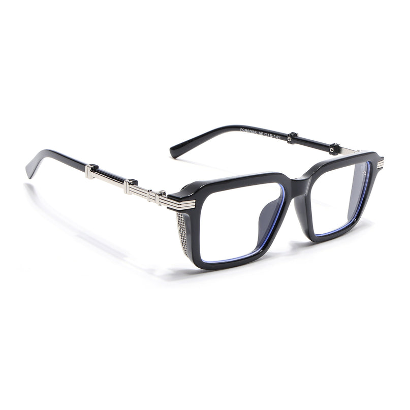 Voyage Goat Black & Silver Square Eyeglasses for Men & Women - MG4824-C2