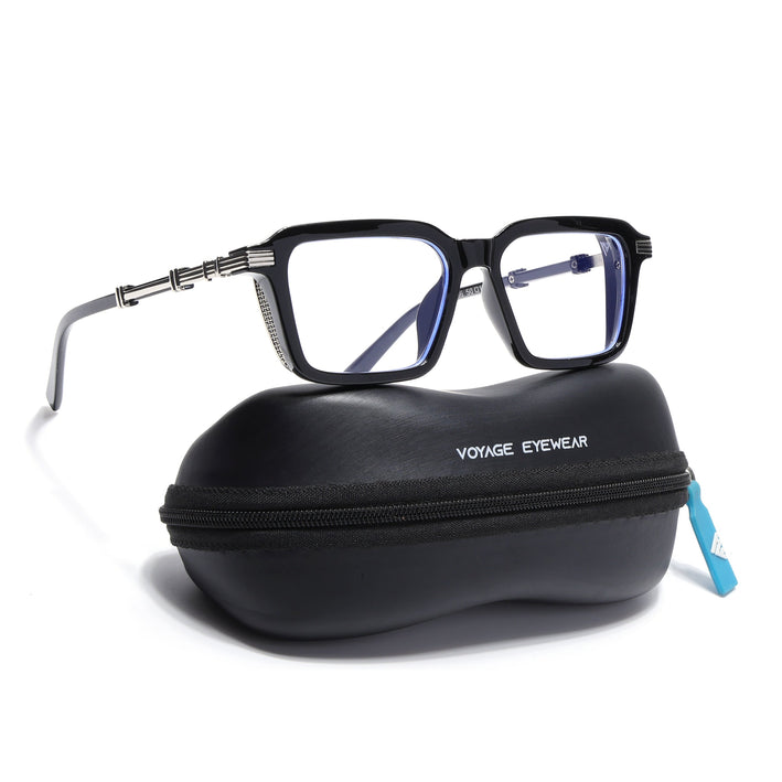 Voyage Goat Black & Silver Square Eyeglasses for Men & Women - MG4824-C2