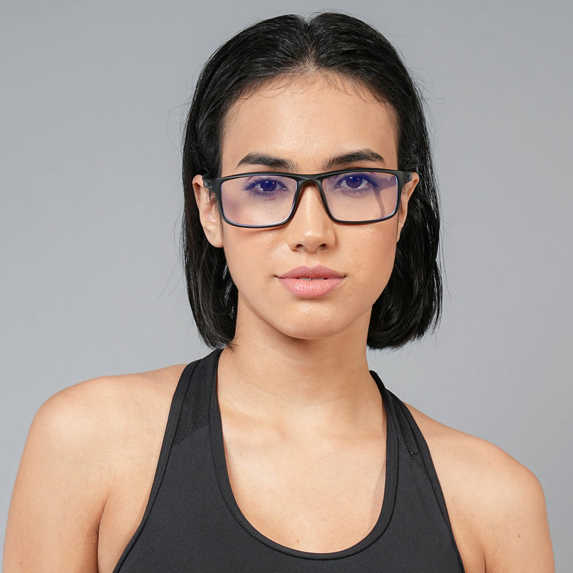 Voyage Active Black Rectangle Eyeglasses for Men & Women - MG5743-C1