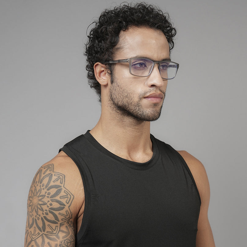 Voyage Active Grey Rectangle Eyeglasses for Men & Women - MG5745-C3