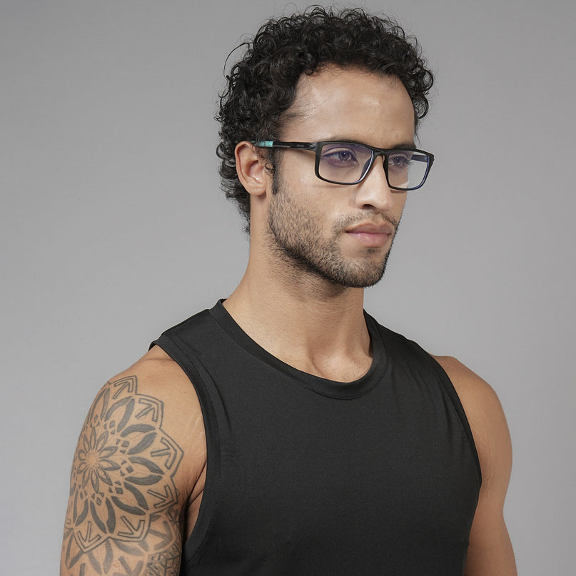 Voyage Active Black Rectangle Eyeglasses for Men & Women - MG5746-C4