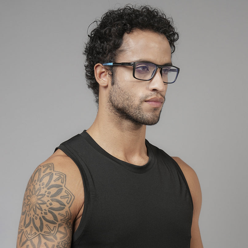 Voyage Active Black Rectangle Eyeglasses for Men & Women - MG5747-C5