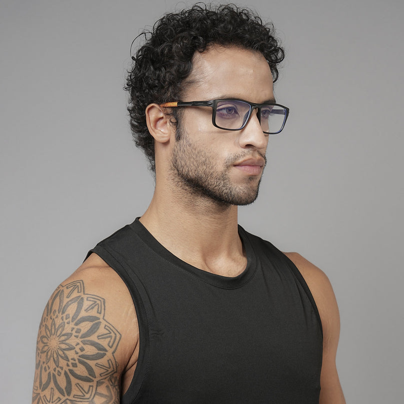 Voyage Active Black Rectangle Eyeglasses for Men & Women - MG5748-C6