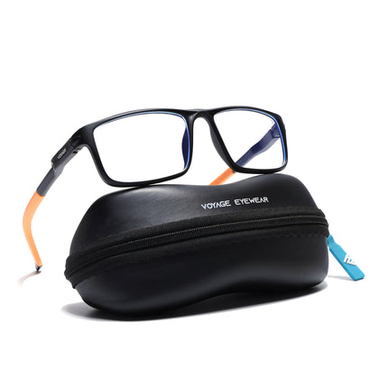 Voyage Active Black Rectangle Eyeglasses for Men & Women - MG5748-C6