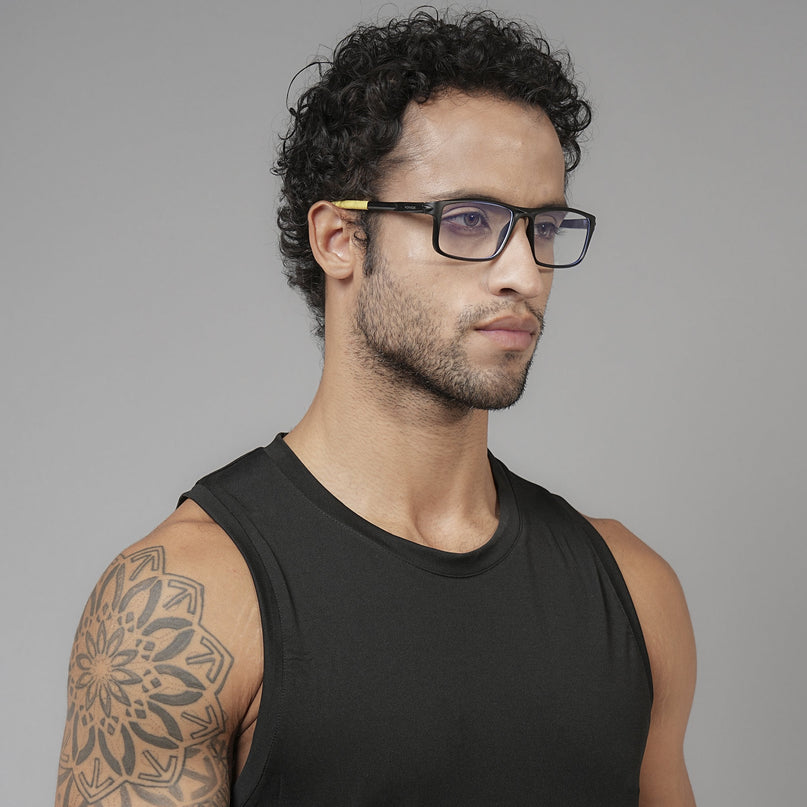 Voyage Active Black Rectangle Eyeglasses for Men & Women - MG5750-C8