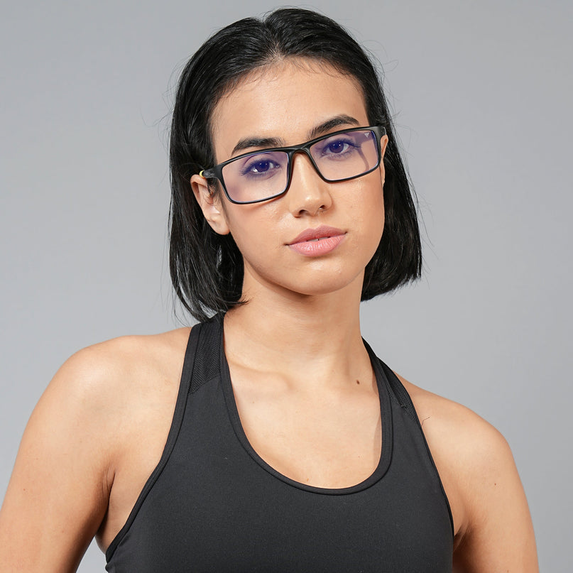 Voyage Active Black Rectangle Eyeglasses for Men & Women - MG5750-C8