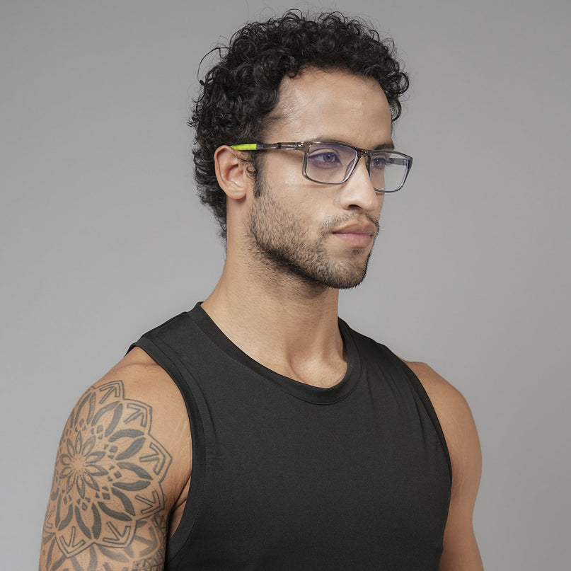 Voyage Active Transparent Grey Rectangle Eyeglasses for Men & Women - MG5751-C9