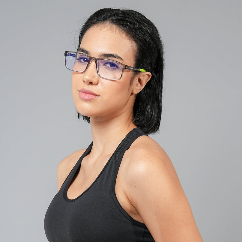 Voyage Active Transparent Grey Rectangle Eyeglasses for Men & Women - MG5751-C9