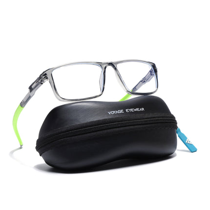Voyage Active Transparent Grey Rectangle Eyeglasses for Men & Women - MG5751-C9