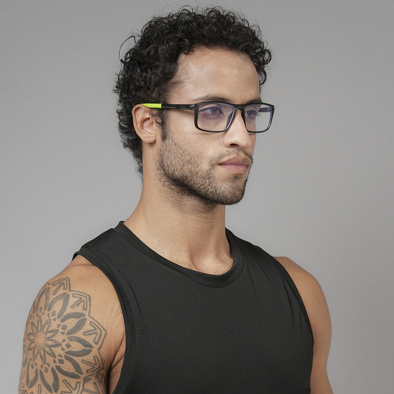 Voyage Active Black Rectangle Eyeglasses for Men & Women - MG5752-C10