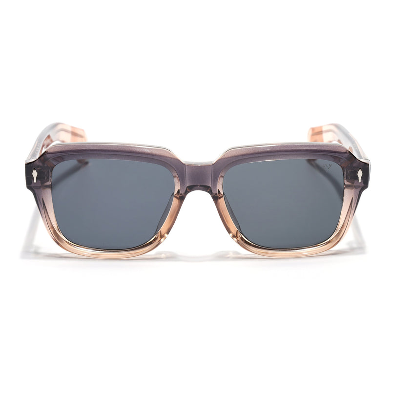 Square Sunglasses for Men & Women (Grey Lens | Purple & Brown Frame - SLMG7243)