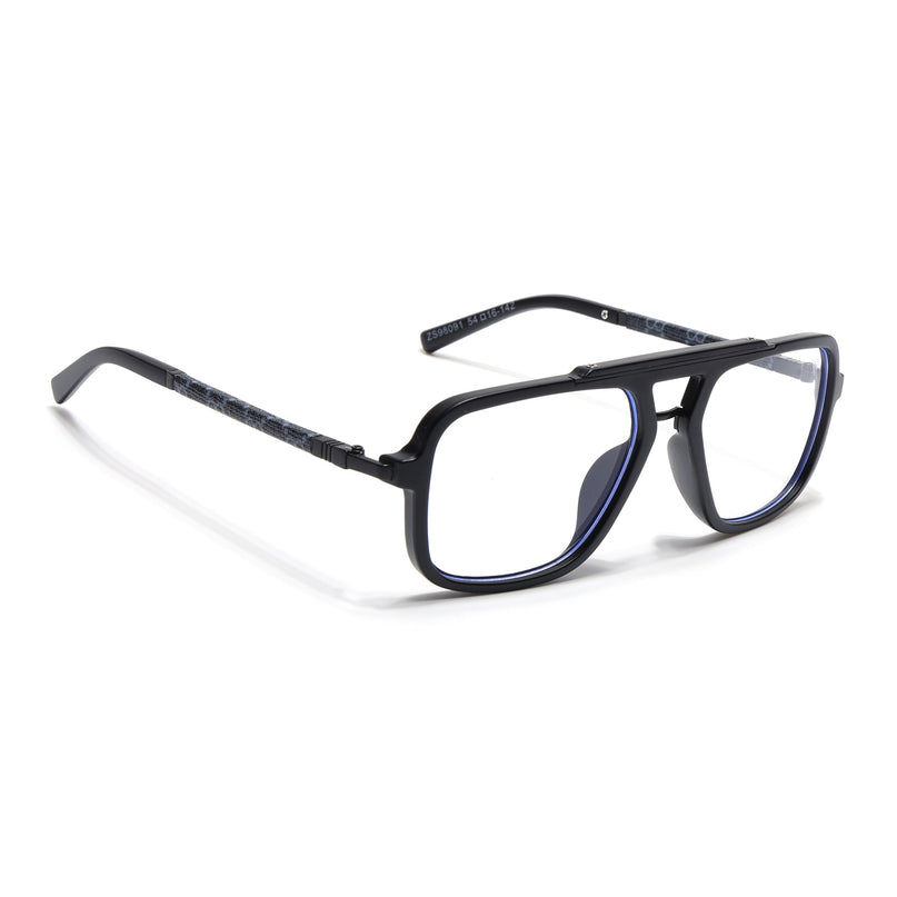 Voyage Matt Black Wayfarer Eyeglasses for Men & Women - MG5277-C1