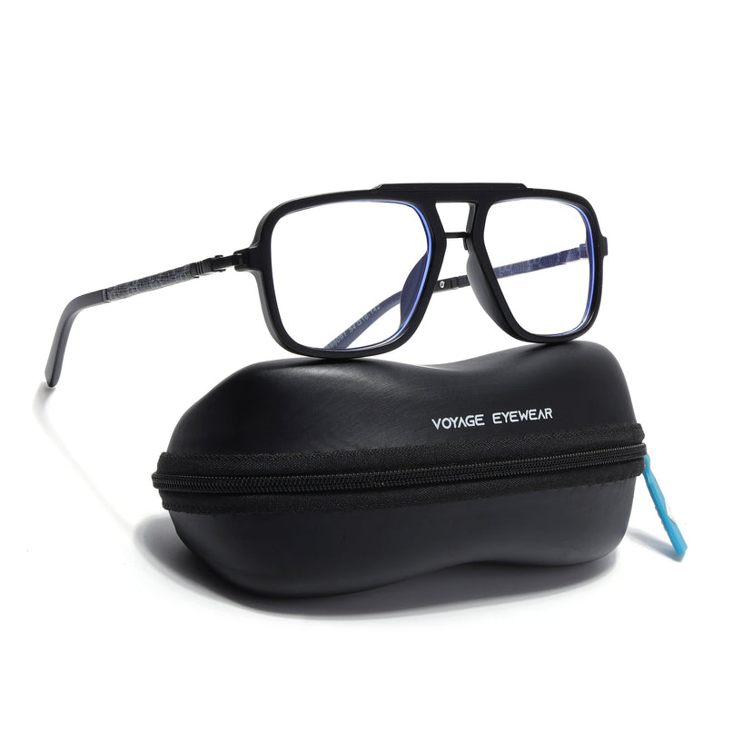 Voyage Matt Black Wayfarer Eyeglasses for Men & Women - MG5277-C1