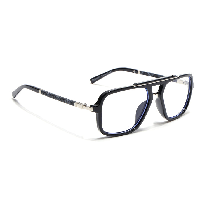 Voyage Shine Black & Silver Wayfarer Eyeglasses for Men & Women - MG5279-C3