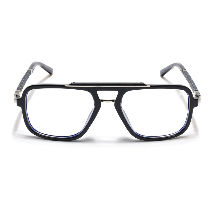 Voyage Shine Black & Silver Wayfarer Eyeglasses for Men & Women - MG5279-C3