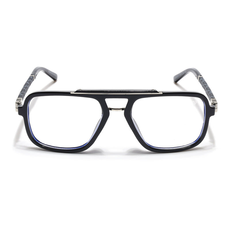 Voyage Shine Black & Silver Wayfarer Eyeglasses for Men & Women - MG5279-C3