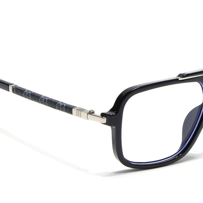 Voyage Shine Black & Silver Wayfarer Eyeglasses for Men & Women - MG5279-C3