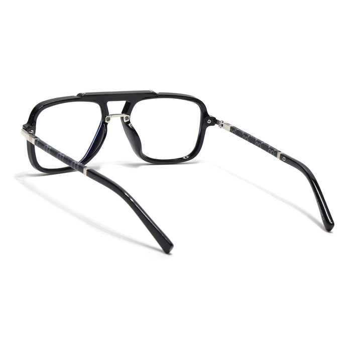 Voyage Shine Black & Silver Wayfarer Eyeglasses for Men & Women - MG5279-C3