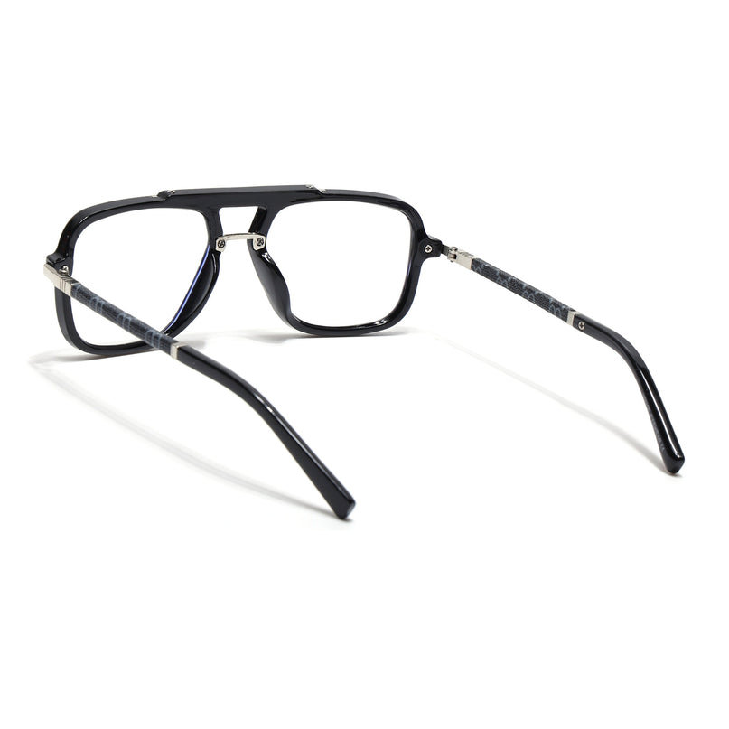 Voyage Shine Black & Silver Wayfarer Eyeglasses for Men & Women - MG5279-C3