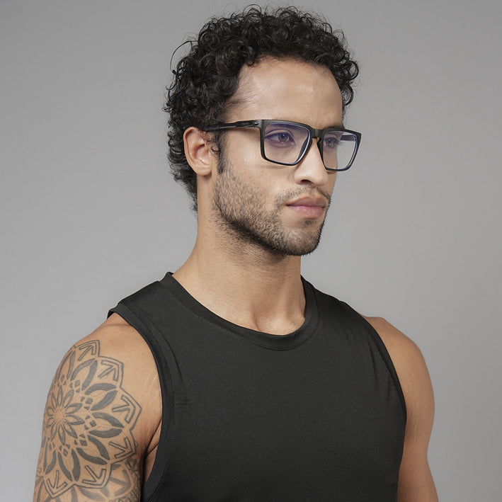 Voyage Active Black Square Eyeglasses for Men & Women - MG5753-C1
