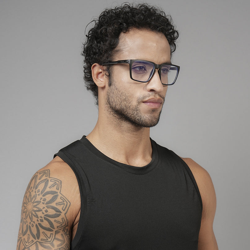 Voyage Active Black Square Eyeglasses for Men & Women - MG5753-C1