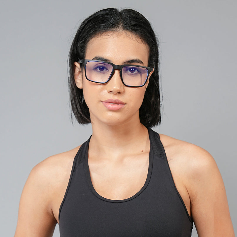 Voyage Active Black Square Eyeglasses for Men & Women - MG5753-C1