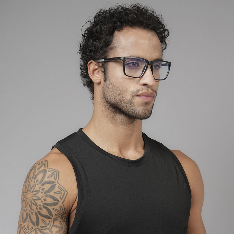 Voyage Active Black Square Eyeglasses for Men & Women - MG5754-C2