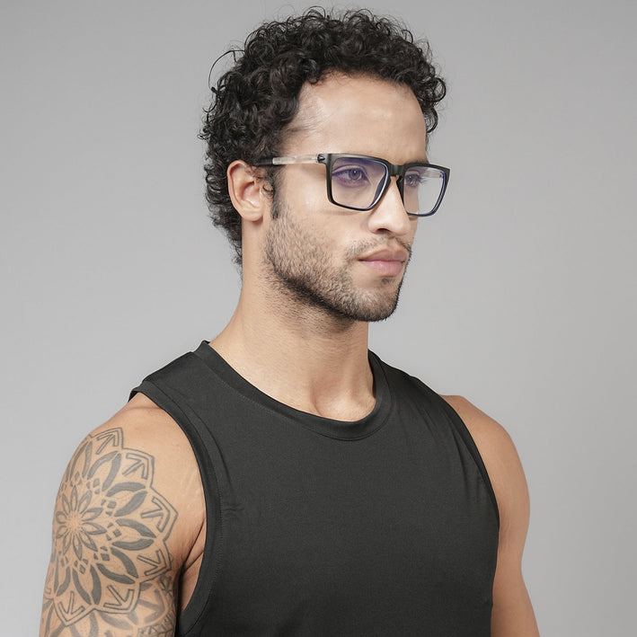 Voyage Active Black Square Eyeglasses for Men & Women - MG5755-C3